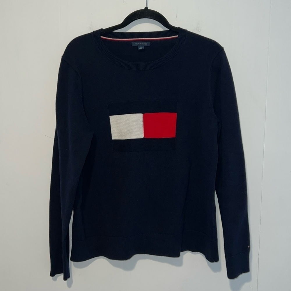 Tommy Hilfiger Men’s Long Sleeve Blue Crew Neck Sweater Size L P28
